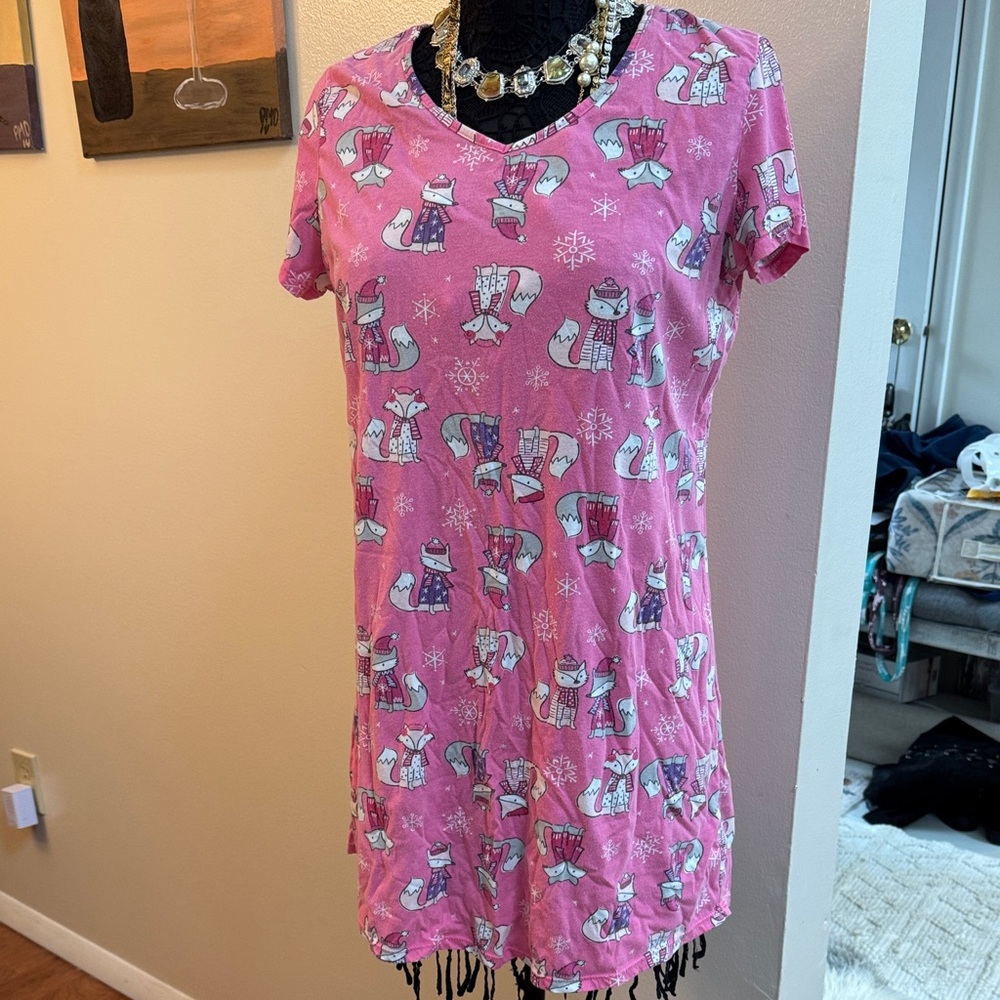 Pink Fox Print Nightgown